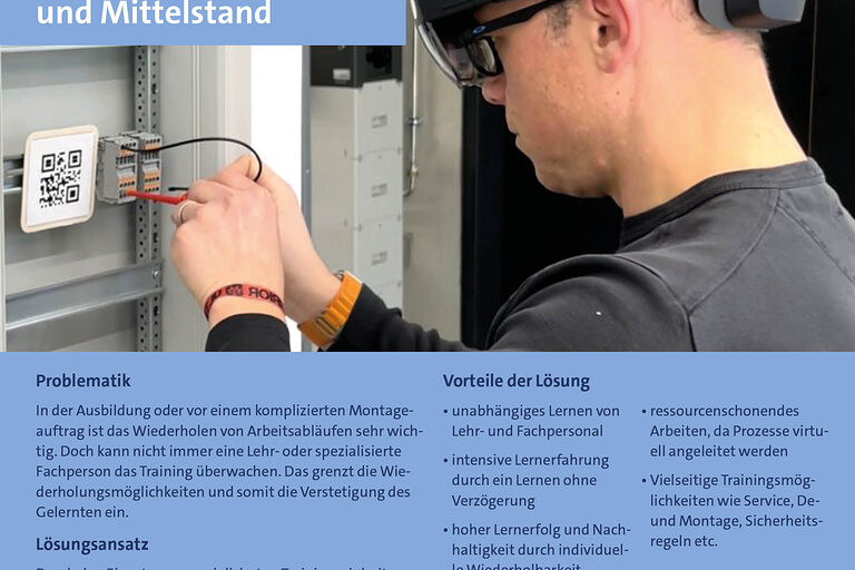 Informationsplakat zum Projektthema 5G und den Nutzen von Augmented Reality-Training im Handwerk.