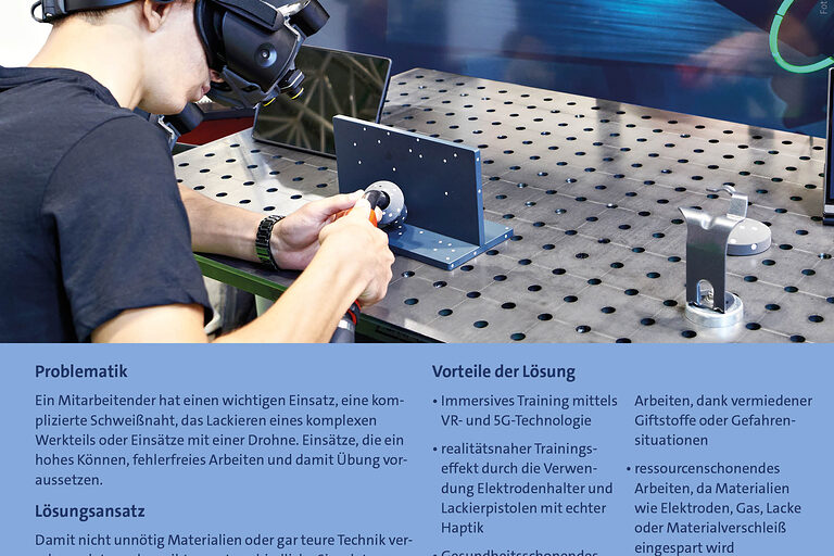 Informationsplakat zum Projektthema 5G und den Nutzen von Simulatoren.