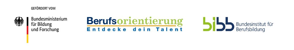 Logo Gefördert vom Bundesministerium für Bildung und Forschung, Berufsorientierung Entdecke dein Talent, bibb Bundesinstitut für Berufsbildung