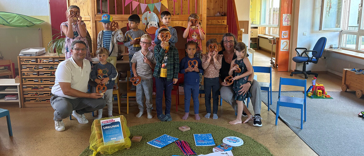 Die Kinder des Evangelisch-Lutherischen Kindergartens St. Markus in Weiden freuten sich über das Brezn-Frühstück.