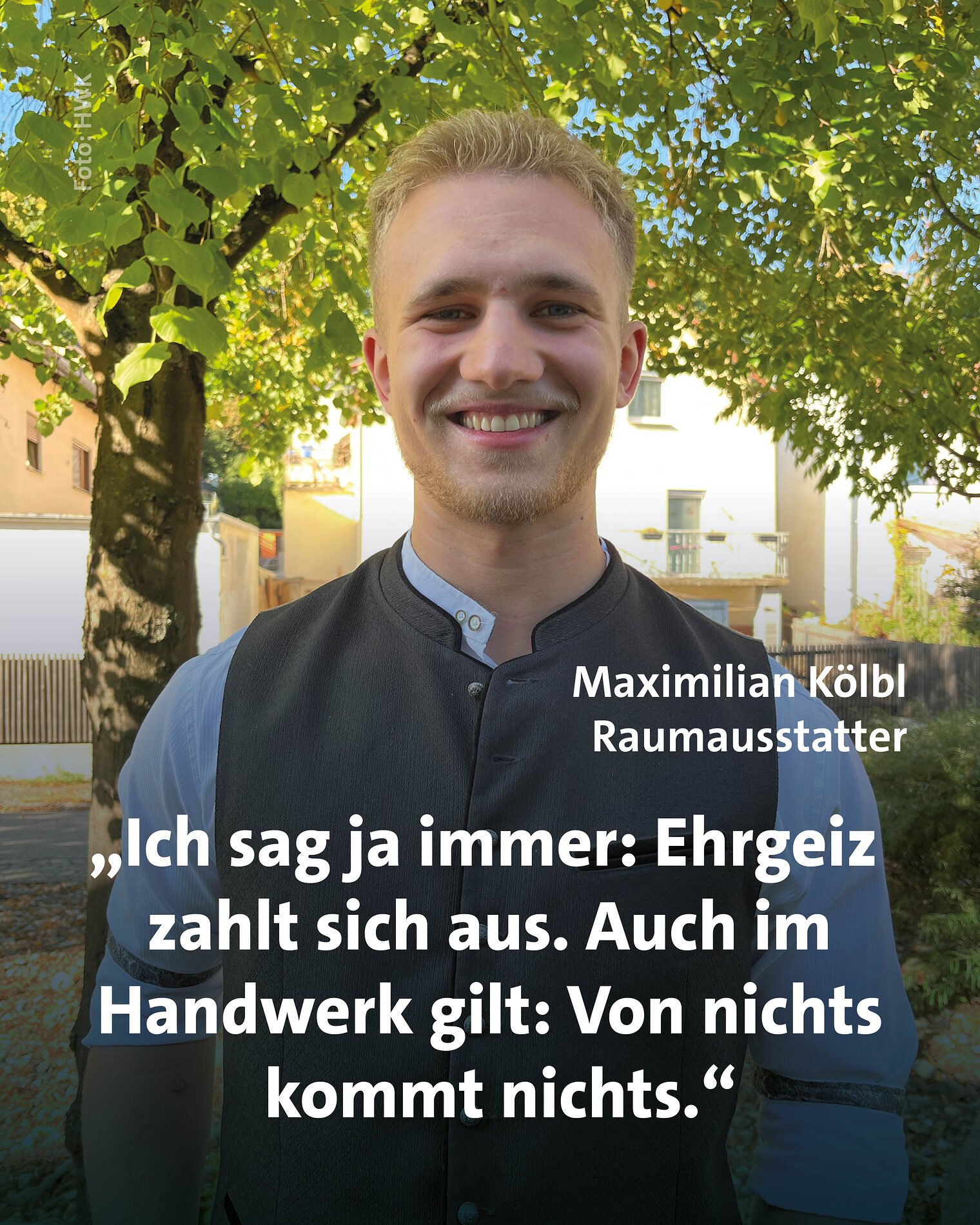 Raumausstatter Maximilian Kölbl bei der Deutschen Meisterschaft im Handwerk. 